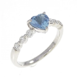 Nhẫn Aquamarine PT900 hình trái tim 0.52CT - Hàng hiệu Chính hãng