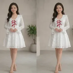 đầm ren tay loe 1022802