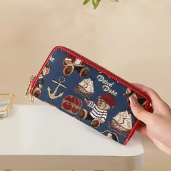 Ví Nữ Dài Cầm Tay 2 Ngăn Kéo Sang Trọng, Ví Thêu Hình Gấu Dễ Thương 574785