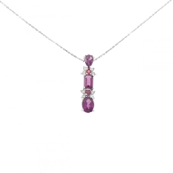 K18WG Dây chuyền đá màu - Hàng hiệu Authentic