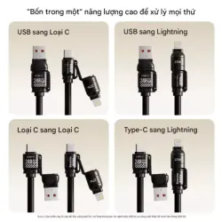Cáp xạc lò xo siêu nhanh 240W 4 cổng in 1 1009206