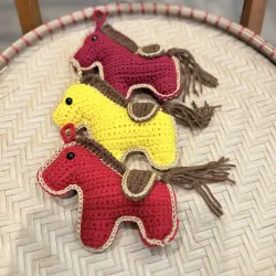 Đồ trang trí Tết Bính Ngọ 2026 con ngựa làm thủ công bằng len, búp bê ngựa bằng len 756055