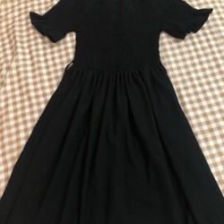 Váy bệt vai bo chun phía trên màu đen 83956