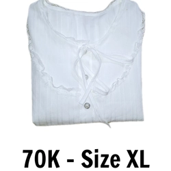 ÁO SƠ MI DÀI TAY TRẲNG CỔ TRÒN XÙ REN TAY PHỒNG