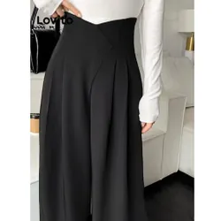 Lovito Quần xếp nếp bất đối xứng 620958