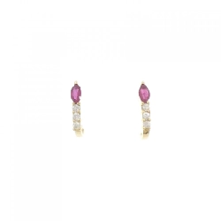 K18YG Bông tai Ruby - Hàng hiệu Chính hãng