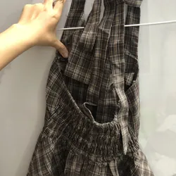 Set áo yếm ORLA dáng xòe kèm chân váy caro chữ A  731294