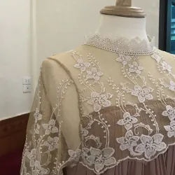 Váy tiểu thư phối ren ngực kiểu Pháp Free size Màu nâu tây 1041954