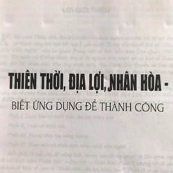 THIÊN THỜI ,ĐỊA LỢI,NHÂN HÒA BIẾT ỨNG DỤNG ĐỂ THÀNH CÔNG 470804