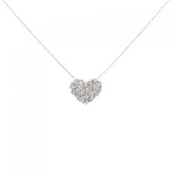K18WG Pave Heart Diamond Necklace 0.5CT - Hàng hiệu Authentic