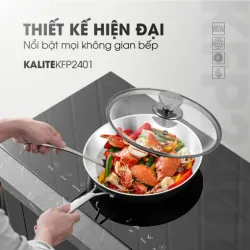 Chảo inox liền khối Kalite KFP2401 24cm, inox 304 3 lớp, vung kính chính hãng mới 100% 573925