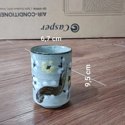 Bộ cốc ly chén gốm Nhật -(Men Mộc + Men Rạn)-(Bộ 5 Ly + 1 Khay)[Ly uống nước, trà, cà phê] 470509