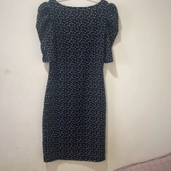 Đầm ôm body xanh navy tim trắng 95% sizeL 536303