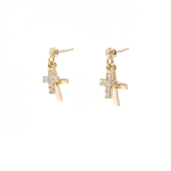K18PG Bông tai kim cương hình chữ thập - Hàng hiệu Chính hãng 866595