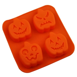 Khuôn silicon làm bánh, rau câu, socola 4 hình Halloween bí ngô – Mã số 1364 222849