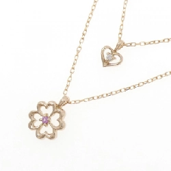 K18PG Heart × Clover Sapphire Necklace 0.01CT - Hàng hiệu Authentic 858505