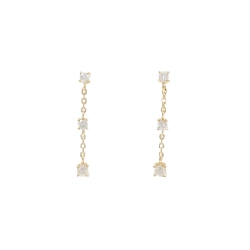 K18YG Bông tai kim cương ba viên 0.2CT - Hàng hiệu Chính hãng