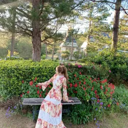 Đầm maxi hoạ tiết tiểu thư 693491