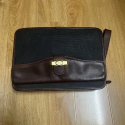 Clutch nam hiệu da thật phối canvas 2hand 1002006