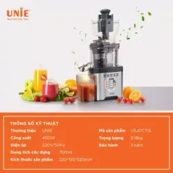 MÁY ÉP CHẬM UNIE USJDC71S – Giữ trọn 98% dưỡng chất – sánh mịn, ngon ngọt tự nhiên. 726097