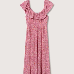 Đầm Floral Hồng Mango size XS chất liệu chun co giãn hàng chính hãng còn nguyên mác 461953