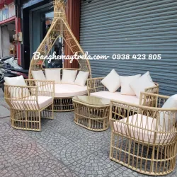 Sofa mây nhựa sân vườn 715348