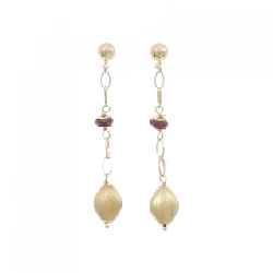 585YG/K14YG Đá Garnet Bông Tai - Hàng hiệu Chính hãng