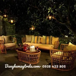 Bàn ghế sofa phòng khách mây nhựa 607395