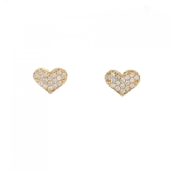 K18YG Pave Heart Diamond Earrings 0.40CT - Hàng hiệu Authentic