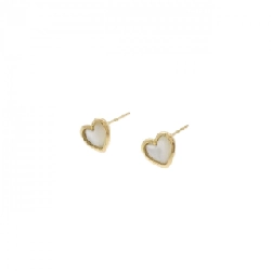 K18YG Heart Mother of Pearl Earrings - Hàng hiệu Authentic 875592