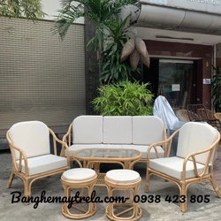 Bàn ghế mây phòng khách lưng V đơn giản 452327