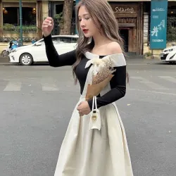 Đầm trễ vai dáng xoè size S, hàng mới, phom nhỏ 968789