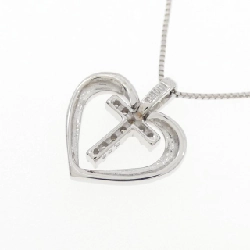 K14WG/K18WG Heart × Cross Diamond Necklace 0.06CT - Hàng hiệu Authentic 859828