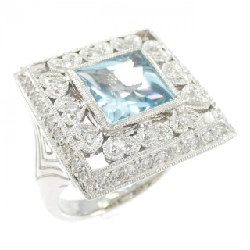 Nhẫn Blue Topaz 750WG - Hàng hiệu Chính hãng