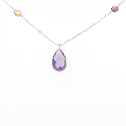 K18WG Mặt dây chuyền đá màu - Hàng hiệu Chính hãng