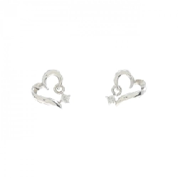 K18WG Bông tai kim cương hình trái tim 0.04CT - Hàng hiệu Chính hãng