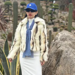 Áo khoác lông nữ trắng phối sang chảnh 673872