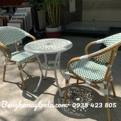 Ghế cafe nhựa giả mây khung nhôm 589056