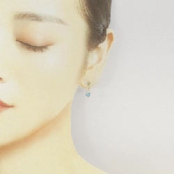 K18YG Bông tai hình trái tim đá Topaz xanh - Hàng hiệu Authentic 867909