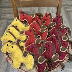 Đồ trang trí Tết Bính Ngọ 2026 con ngựa làm thủ công bằng len, búp bê ngựa bằng len 756055