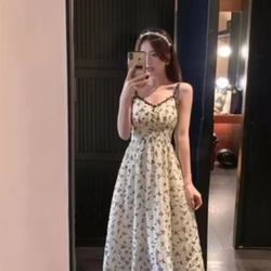 Set Váy Hoa Nhí Đen Dáng Maxi Cùng ÁO Cardigan Đen HTO2, size S 462458