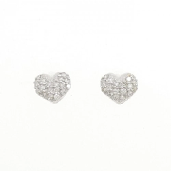 K18WG Pave Heart Diamond Earrings 0.30CT - Hàng hiệu Chính hãng