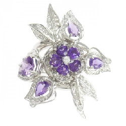 Nhẫn hoa Amethyst K18WG - Hàng hiệu Authentic 851279