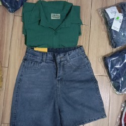 Sét quần jean ngố áo sơmi kiểu 8964