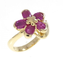 Nhẫn Ruby 1.50CT K18YG Hoa - Hàng hiệu Chính hãng