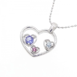 K18WG Dây chuyền hình trái tim đá màu - Hàng hiệu Authentic 866033