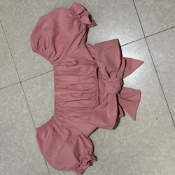 Áo kiểu crop top buộc dây sau lưng, có bo chun co giãn 497814