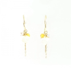 K18YG Đá màu Bông tai - Hàng hiệu Chính hãng