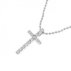 K18WG Dây chuyền kim cương chéo 0.12CT - Hàng hiệu Authentic 856743