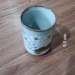 Bộ cốc ly chén gốm Nhật -(Men Mộc + Men Rạn)-(Bộ 5 Ly + 1 Khay)[Ly uống nước, trà, cà phê] 470509